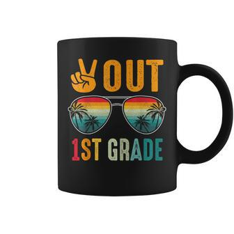 Peace Out First 1St Grade Happy Last Day Of School Retro Coffee Mug - Seseable