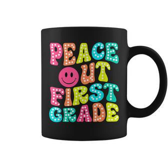 Peace Out First Grade Graduation Last Day Of School Groovy Coffee Mug - Seseable