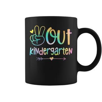 Peace Out Kindergarten Tie Dye Last Day Of School Coffee Mug - Seseable