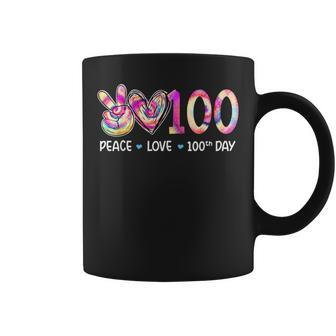 Peace Love 100Th Day Of School Teacher Student Tie Dye Coffee Mug - Monsterry AU
