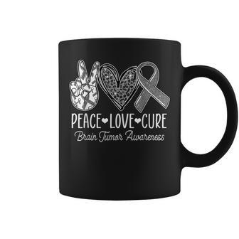Peace Love Cure Brain Tumor Support Brain Tumor Awareness Coffee Mug | Mazezy