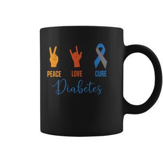 Peace Love Cure Grey Blue Ribbon Type 1 Vintage Diabetes Coffee Mug - Monsterry DE