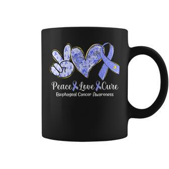Peace Love Cure Periwinkle Ribbon Esophageal Cancer Coffee Mug | Mazezy