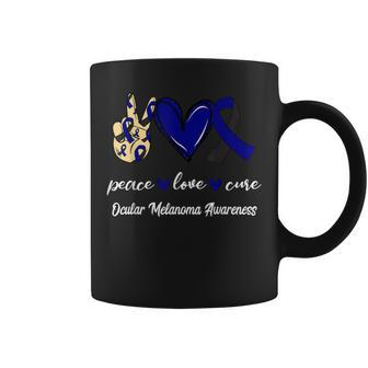 Peace Love Hope Black & Navy Ribbon Ocular Melanoma Aware Coffee Mug - Monsterry DE