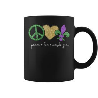 Peace Love Mardi Gras With Fleur De Lis In New Orleans Coffee Mug | Mazezy