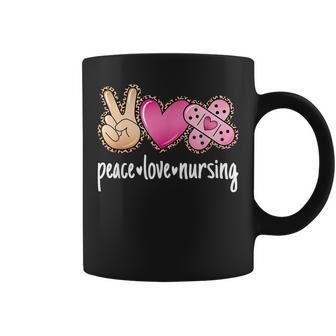 Peace Love Nursing Leopard Print Cute Nurse Coffee Mug | Mazezy
