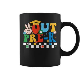 Peace Out Pre K Retro Groovy Last Day Of School Preschool Coffee Mug - Monsterry DE