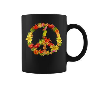 Peace Sign Flowers Cool Ladies Flower Signage Coffee Mug - Monsterry