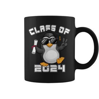Peace Sign Hand Penguin Class Of 2024 Graduation Coffee Mug - Seseable