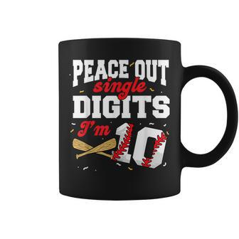 Peace Out Single Digits I'm 10 Baseball 10Th Birthday Coffee Mug - Seseable