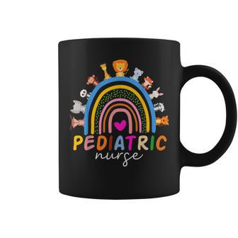 Pediatric Nurse Peds Rn Pediatrician Animals Rainbow Nursing Coffee Mug - Monsterry DE