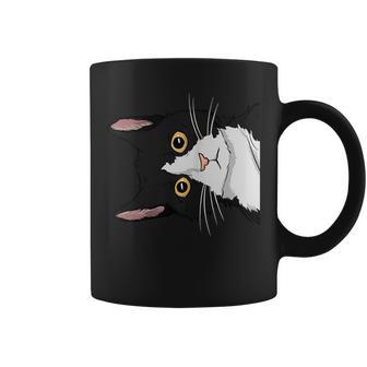 Peeking Tuxedo Cat Lady Cat Mom Cute Tuxedo Cat Coffee Mug - Thegiftio UK