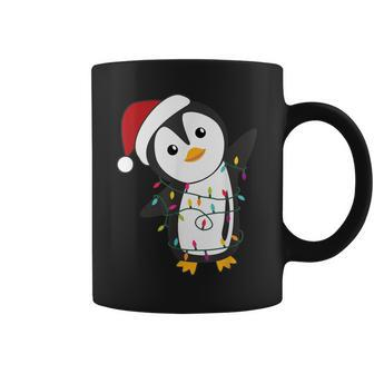 Penguin Christmas Santa Clauses Fairy Lights Penguins Coffee Mug - Monsterry AU