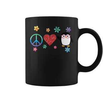 Penguin Peace Love Hippie Glasses Boho Bird Lovers Coffee Mug - Monsterry DE