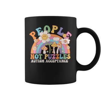 People Not Puzzles Groovy Autism Awareness Neurodiversity Coffee Mug - Seseable