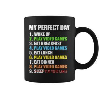 My Perfect Day Play Video Games Gamer Boys Gaming Coffee Mug - Seseable