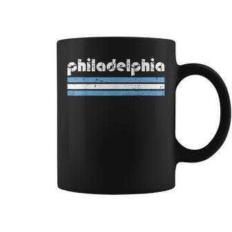 Philadelphia Pennsylvania Retro Three 3 Stripes Weathered Coffee Mug - Monsterry AU