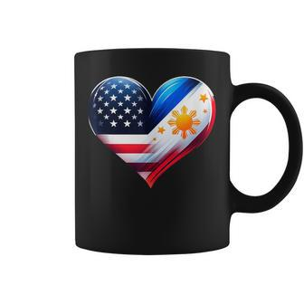 Philippines Flag Proud Filipino Wife Heart Philippines Usa Coffee Mug - Monsterry