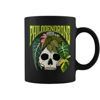 Philodendron House Plant Lover Skull Aroids Head Planter Coffee Mug | Mazezy DE