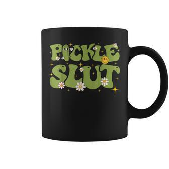 Pickle Slut Groovy Sarcastic Saying Girl Loves Pickles Coffee Mug - Monsterry CA
