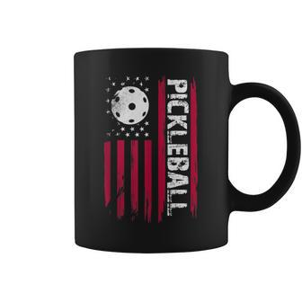 Pickleball American Flag Patriotic Usa Fun Leisurely Sport Coffee Mug - Monsterry