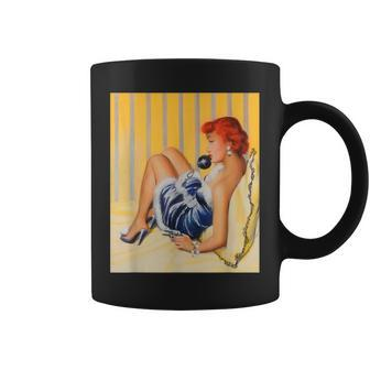 Pin Up Hot Girl Redhead Ginger In Heels-Vintage Pinup Girl Coffee Mug - Monsterry CA
