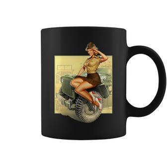 Pin-Up Girls Willys Mb Ww2 Poster Vintage Coffee Mug - Monsterry UK