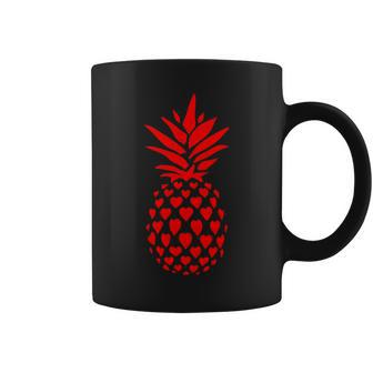 Pineapple Red Hearts Valentines Day Adult Coffee Mug - Monsterry