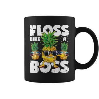 Pineapple Sunglasses Floss Like A Boss Aloha Beaches Coffee Mug - Monsterry