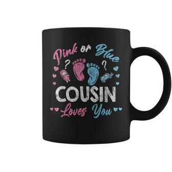 Pink Or Blue Cousin Loves You Gender Reveal Vintage Coffee Mug - Seseable
