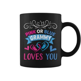 Pink Or Blue Grammy Loves You Gender Reveal Party Shower Coffee Mug - Monsterry