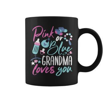 Pink Or Blue Grandma Loves You Gender Reveal Baby Shower Day Coffee Mug - Thegiftio UK