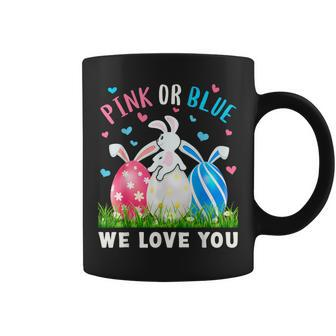 Pink Or Blue We Love You Gender Reveal Easter Bunny Dad Mom Coffee Mug | Mazezy