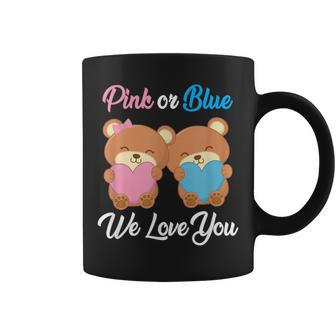 Pink Or Blue We Love You Teddy Bear Gender Reveal Party Coffee Mug - Monsterry