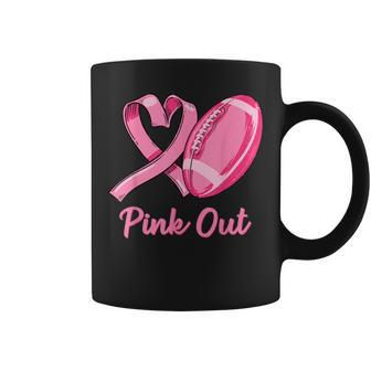 Pink Out Breast Cancer Awareness Bleached Football Mom Girls Coffee Mug - Monsterry