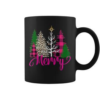 Pink Buffalo Plaid Christmas Tree Leopard Merry Christmas Coffee Mug - Monsterry CA