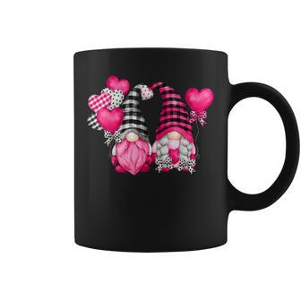 Pink Buffalo Plaid And Heart Balloons Valentine's Day Gnome Coffee Mug - Monsterry DE