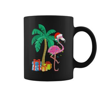 Pink Flamingo Christmas Palm Tree Tropical Xmas Coffee Mug - Seseable