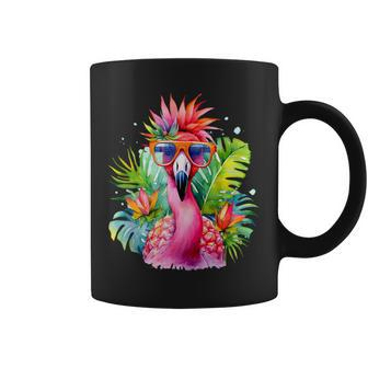 Pink Flamingo Party Tropical Bird With Sunglasses Vacation Coffee Mug - Monsterry DE