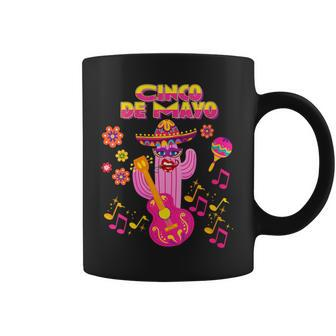 Pink Mexican Cactus With Guitar Dance In Cinco Mayo Party Coffee Mug - Monsterry