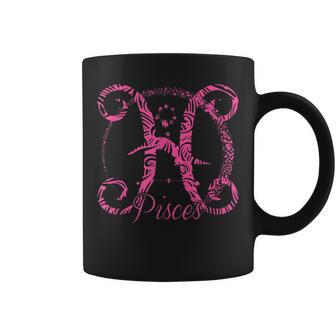 Pink Pisces Zodiac Sign Birth Star February March Birthday Coffee Mug - Monsterry CA