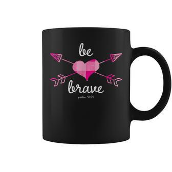 Pink Plaid Be Brave Christian Heart Religious Women Coffee Mug - Monsterry
