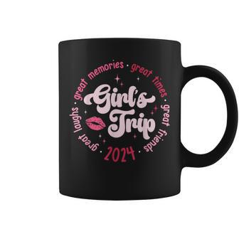 Pink Retro Girl's Trip Memories 2024 Besties Travel Together Coffee Mug - Seseable