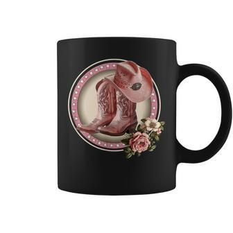Pinks & Boots Vintage Cowboy Boots Cowgirl Hat Western Coffee Mug - Monsterry