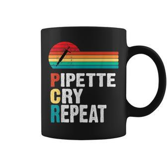 Pipette Cry Repeat Pcr Retro Vintage Dna Lab Scientist Coffee Mug - Monsterry DE