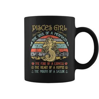 Pisces Girl The Soul Of A Mermaid Vintage Birthday Coffee Mug - Monsterry
