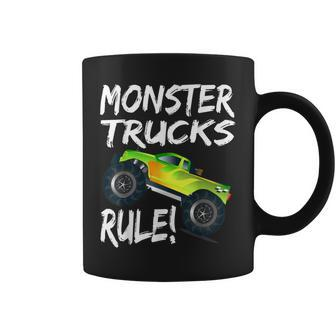 Pit Crew Monster Trucks Happy Sunset Retro Theme Coffee Mug - Monsterry CA