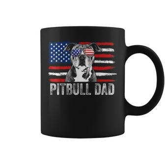Pitbull Dad Proud American Pit Bull Dog Flag Coffee Mug - Monsterry