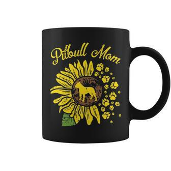 Pitbull Mom Sunflower Paw Pittie Dog Owner Mama Women Gif Coffee Mug | Mazezy