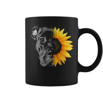 My Pitbull Is A Sunflower She's A Sunshine Hippie Sunflower Coffee Mug | Mazezy